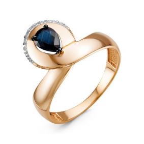 Золотое кольцо КЮЗ Del'ta DБР211041 с бриллиантом и сапфиром DБР211041 фото