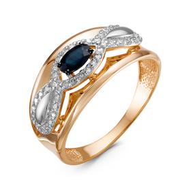 Золотое кольцо КЮЗ Del'ta DБР211046 с бриллиантом и сапфиром DБР211046 фото