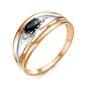 Золотое кольцо КЮЗ Del'ta DБР211047гт с бриллиантом и сапфировым корундом DБР211047гт фото