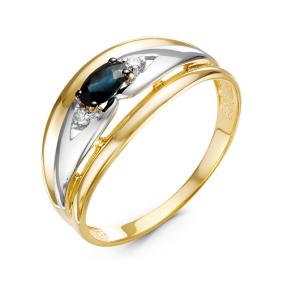 Золотое кольцо КЮЗ Del'ta DБР211047л с бриллиантом и сапфиром DБР211047л фото