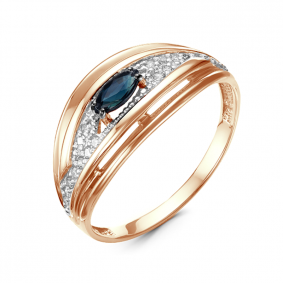 Золотое кольцо КЮЗ Del'ta DБР211048гт с бриллиантом и сапфировым корундом DБР211048гт фото