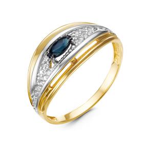 Золотое кольцо КЮЗ Del'ta DБР211048л с бриллиантом и сапфиром DБР211048л фото