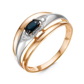 Золотое кольцо КЮЗ Del'ta DБР211052 с бриллиантом и сапфиром DБР211052 фото