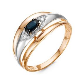 Золотое кольцо КЮЗ Del'ta DБР211052гт с бриллиантом и сапфиром DБР211052гт фото