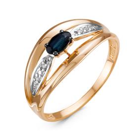 Золотое кольцо КЮЗ Del'ta DБР211053 с бриллиантом и сапфиром DБР211053 фото