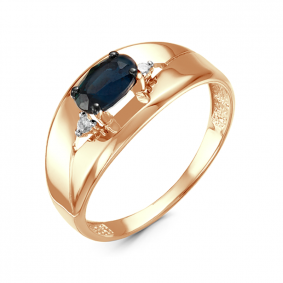 Золотое кольцо КЮЗ Del'ta DБР211059гт с бриллиантом и сапфировым корундом DБР211059гт фото