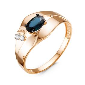 Золотое кольцо КЮЗ Del'ta DБР211081гт с бриллиантом и сапфировым корундом DБР211081гт фото