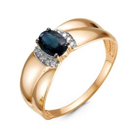 Золотое кольцо КЮЗ Del'ta DБР211085гт с бриллиантом и сапфировым корундом DБР211085гт фото