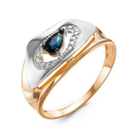 Золотое кольцо КЮЗ Del'ta DБР211164гт с бриллиантом и сапфировым корундом DБР211164гт фото
