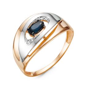 Золотое кольцо КЮЗ Del'ta DБР211165гт с бриллиантом и сапфировым корундом DБР211165гт фото