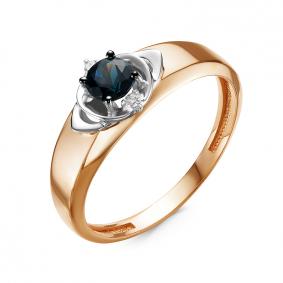 Золотое кольцо КЮЗ Del'ta DБР211223 с бриллиантом и сапфиром DБР211223 фото