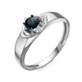 Кольцо из белого золота КЮЗ Del'ta DБР211223б с бриллиантом и сапфиром DБР211223б фото