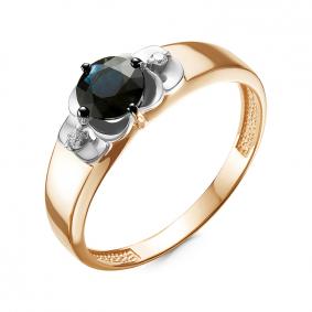 Золотое кольцо КЮЗ Del'ta DБР211226 с бриллиантом и сапфиром DБР211226 фото