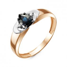 Золотое кольцо КЮЗ Del'ta DБР211227 с бриллиантом и сапфиром DБР211227 фото