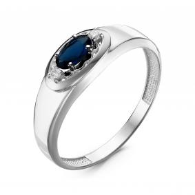 Кольцо из белого золота КЮЗ Del'ta DБР211247б с бриллиантом и сапфиром DБР211247б фото