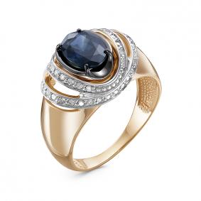 Золотое кольцо КЮЗ Del'ta DБР211458 с бриллиантом и сапфиром DБР211458 фото