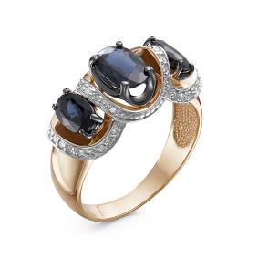 Золотое кольцо КЮЗ Del'ta DБР211462 с бриллиантом и сапфиром DБР211462 фото