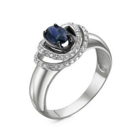Кольцо из белого золота КЮЗ Del'ta DБР211463б с бриллиантом и сапфиром DБР211463б фото