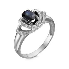 Кольцо из белого золота КЮЗ Del'ta DБР211464б с бриллиантом и сапфиром DБР211464б фото