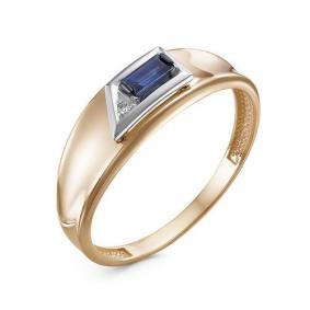 Золотое кольцо КЮЗ Del'ta DБР211481 с бриллиантом и сапфиром DБР211481 фото
