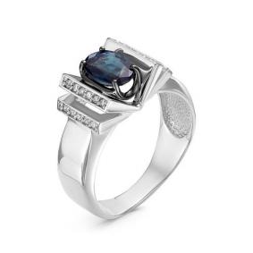Кольцо из белого золота КЮЗ Del'ta DБР211487б с бриллиантом и сапфиром DБР211487б фото