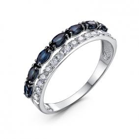 Кольцо из белого золота КЮЗ Del'ta DБР212403б с бриллиантом и сапфиром DБР212403б фото