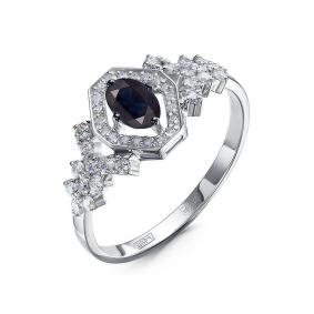Кольцо из белого золота КЮЗ Del'ta DБР212530б с бриллиантом и сапфиром DБР212530б фото