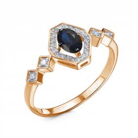 Золотое кольцо КЮЗ Del'ta DБР212538 с бриллиантом и сапфиром DБР212538 фото