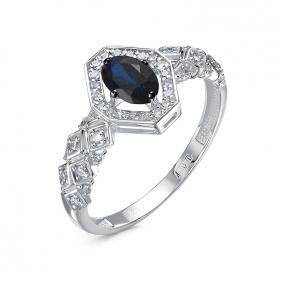 Кольцо из белого золота КЮЗ Del'ta DБР212554б с бриллиантом и сапфиром DБР212554б фото