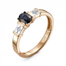 Золотое кольцо КЮЗ Del'ta DБР212652 с бриллиантом и сапфиром DБР212652 фото