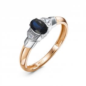 Золотое кольцо КЮЗ Del'ta DБР212653 с бриллиантом и сапфиром DБР212653 фото
