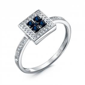 Кольцо из белого золота КЮЗ Del'ta DБР212879б с бриллиантом и сапфиром DБР212879б фото
