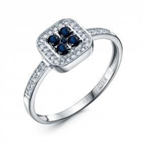 Кольцо из белого золота КЮЗ Del'ta DБР212883б с бриллиантом и сапфиром DБР212883б фото