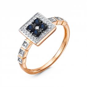 Золотое кольцо КЮЗ Del'ta DБР212884 с бриллиантом и сапфиром DБР212884 фото