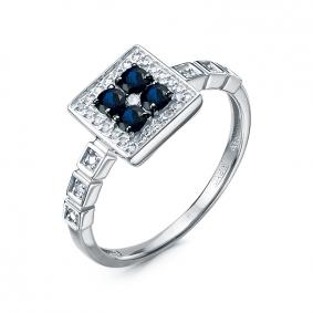 Кольцо из белого золота КЮЗ Del'ta DБР212884б с бриллиантом и сапфиром DБР212884б фото
