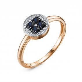 Золотое кольцо КЮЗ Del'ta DБР212889 с бриллиантом и сапфиром DБР212889 фото