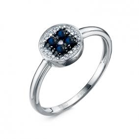 Кольцо из белого золота КЮЗ Del'ta DБР212889б с бриллиантом и сапфиром DБР212889б фото