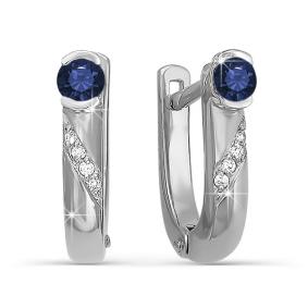 Серьги из белого золота КЮЗ Del'ta DБР220132 с бриллиантом и сапфиром DБР220132 фото