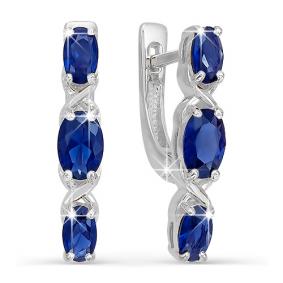 Серьги из белого золота КЮЗ Del'ta DБР220245 с сапфиром DБР220245 фото
