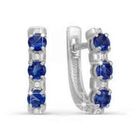 Серьги из белого золота КЮЗ Del'ta DБР220263 с бриллиантом и сапфиром DБР220263 фото