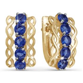 Золотые серьги КЮЗ Del'ta DБР220276 с сапфиром DБР220276 фото