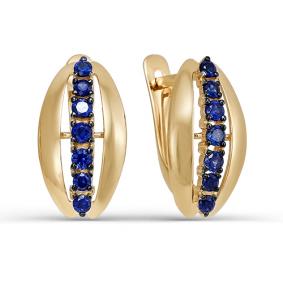 Золотые серьги КЮЗ Del'ta DБР220519ГТ с сапфиром DБР220519ГТ фото