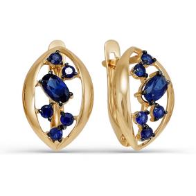 Золотые серьги КЮЗ Del'ta DБР220521ГТ с сапфиром DБР220521ГТ фото