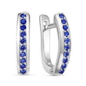 Серьги из белого золота КЮЗ Del'ta DБР220923б с сапфиром DБР220923б фото