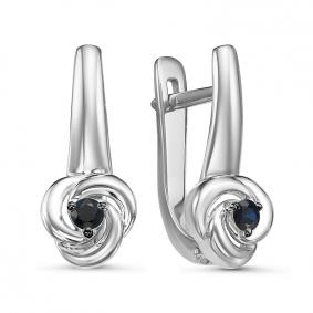 Серьги из белого золота КЮЗ Del'ta DБР221234б с сапфиром DБР221234б фото