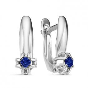 Серьги из белого золота КЮЗ Del'ta DБР221419рб с сапфиром DБР221419рб фото