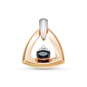Золотая подвеска КЮЗ Del'ta DБР230069гт с бриллиантом и гидротермальным сапфиром DБР230069гт фото