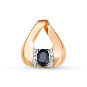 Золотая подвеска КЮЗ Del'ta DБР235544гт с бриллиантом и сапфиром DБР235544гт фото