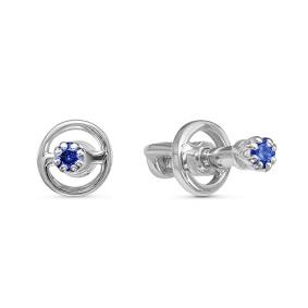 Серьги из белого золота КЮЗ Del'ta DБР250655б с сапфиром DБР250655б фото