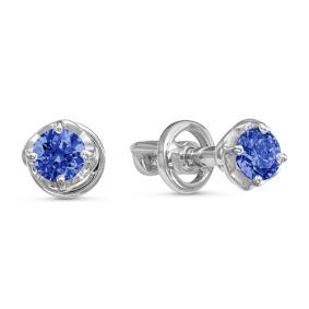Серьги из белого золота КЮЗ Del'ta DБР250721б с сапфиром DБР250721б фото
